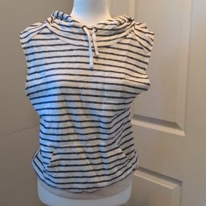 True Religion sleeves funnel striped neck hoodie